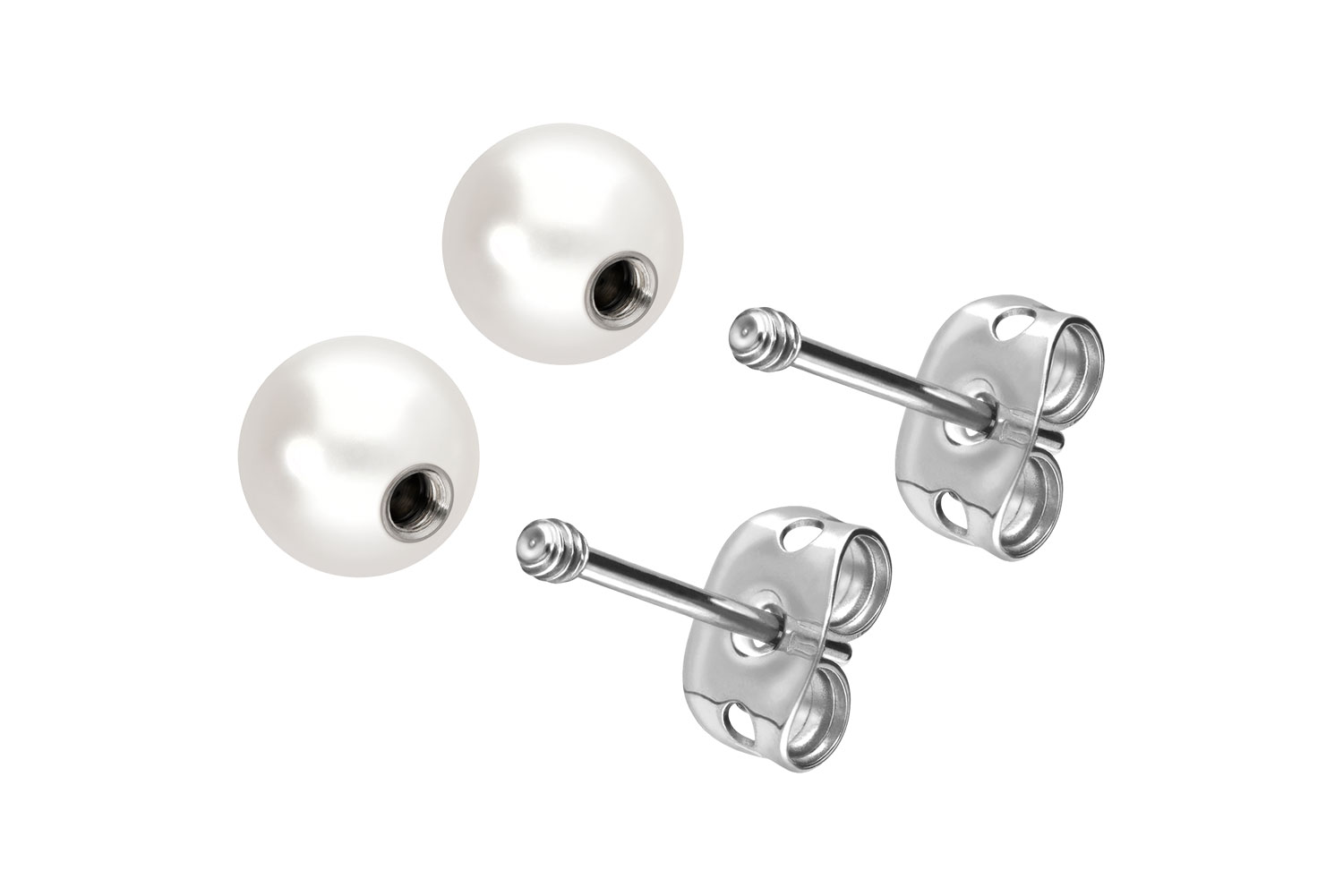 Titan Ohrstecker ECHTE FRISCHWASSERPERLE von Piercingline